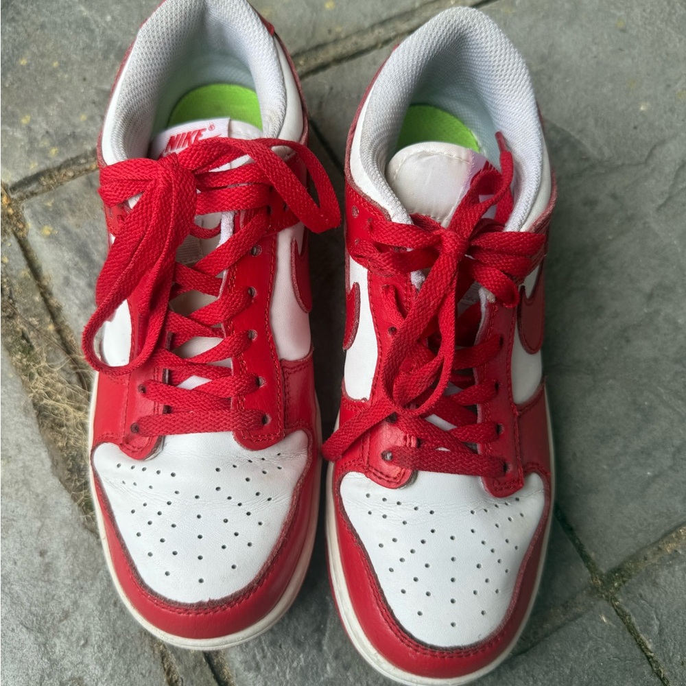 Nike Womens Red and White Dunks Sneakers 7.5 / 5.5 Youth